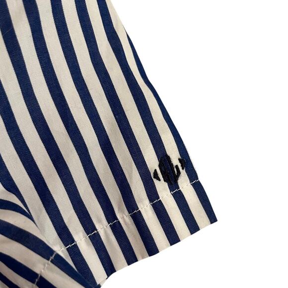 Ralph Lauren Baby Boy Navy Striped White Collar Shirt & Shorts Set | 24 Months - Picture 3 of 8